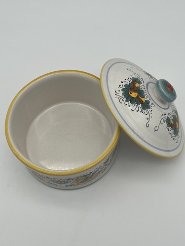 "Hermosa cazuela dragones cubierta redonda de cerámica artística italiana Deruta de 1,5 cuartos de galón 6,5""" - Imagen 7 de 12
