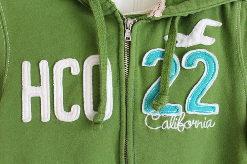 Sudadera con capucha Hollister cremallera completa para niños talla L logotipo verde - Imagen 2 de 3