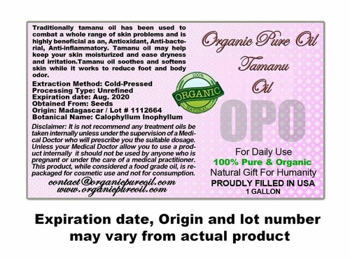 Aceite de nuez de Tamanu puro 100 natural sin refinar 1 galón prensado en frío 128 oz - Imagen 2 de 2