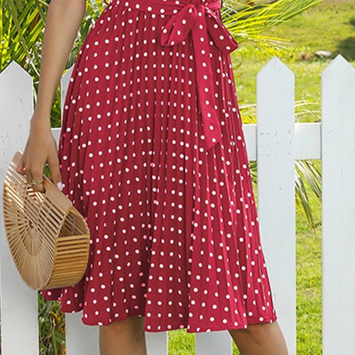 Women Polka Dot Short Sleeve Midi Dresses Ladies Summer Holiday Sundress Beach - Picture 29 of 38
