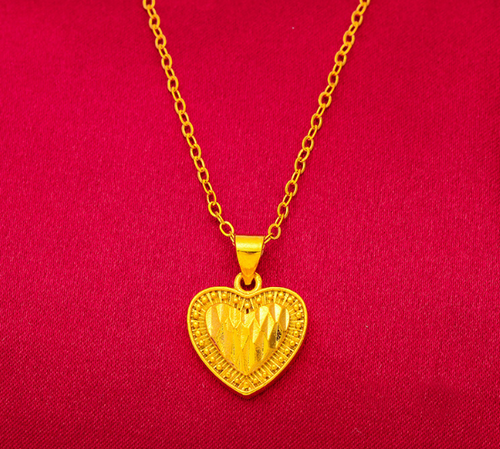 3 set heart 24K Thai Baht Yellow Gold GP Filled Necklace 18" Jewelry - Picture 5 of 5