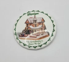 Vtg Enesco Lilliput Lane To Grandmother's House We Go Advertising Pinback Button