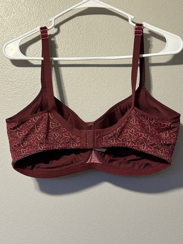 Amoena Wire-Free Post Mastectomy Bra - Mara Burgandy(45037) 40D. Hearts, Support - Picture 6 of 10