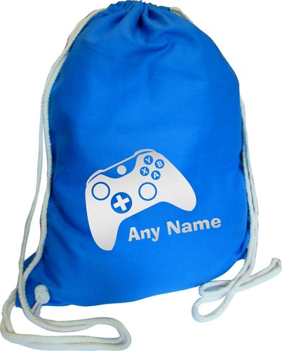 Videojuego Estampado Personalizado ALGODÓN AZUL Niños Niños Escuela Deportes Gimnasio Bolso PE - Imagen 1 de 12