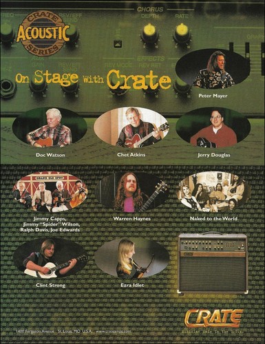Crate Acoustic Guitar Amp ad Chet Atkins Warren Haynes Jerry Douglas Ezra Idlet - Picture 1 of 3