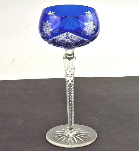Glas Wine Glass Flashed Glass Cobalt Blue Hand Cut Val St.Lambert Um 1900 R694 - Picture 2 of 14