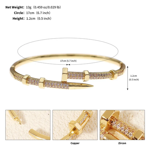 Female Jewelry Nail Bracelets Trendy Bracelet Zircon Screw Bracelet for Women Ev - Picture 7 of 10