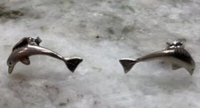 VINTAGE DOLPHIN Sterling 925 Silver Stud Earrings, Tiny w/Exquisite Detail R7