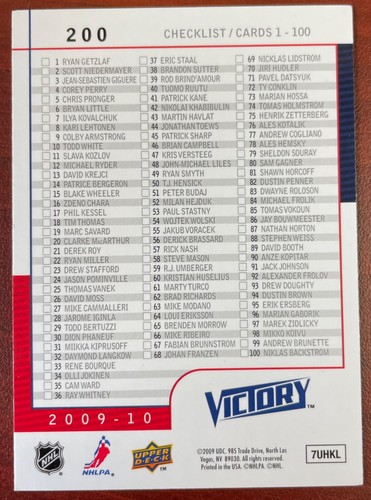 2009-10 VICTORY CHECKLIST 1-100 Alex Ovechkin NHL HOCKEY CARD #200 - Picture 2 of 2