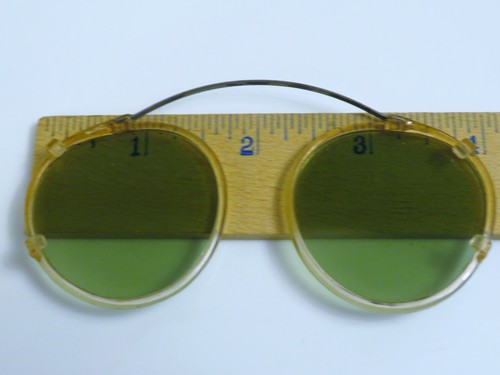 Occhiali da sole vintage antichi in celluloide verde bachelite? Vecchio obiettivo clip in plastica - Foto 10 di 12