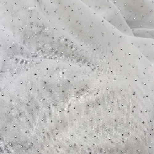 Tela de malla con pedrería completa brillante hágalo usted mismo costuras ropa material vestido bufanda NUEVO - Imagen 12 de 18