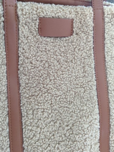Sherpa Tote Purse Handbag Beige Urban Expressions Removable Shoulder Strap Boho - Picture 8 of 8