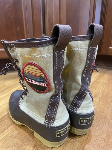 LL Bean Womens 7 Bean Boots Waxed Canvas Mt Katahdin Patch Duck Maine - Picture 14 of 18