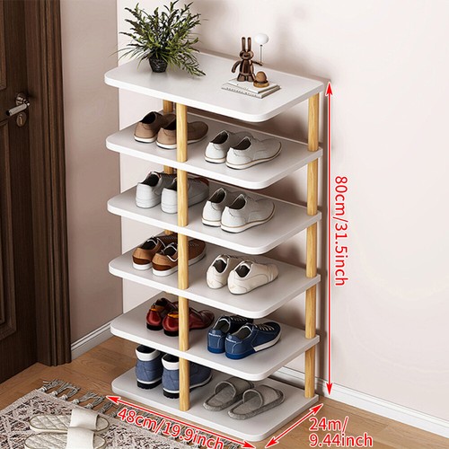 Zapatero de madera de 6/8 niveles entrada al hogar organizador vertical de zapatos soporte estante Reino Unido - Imagen 5 de 19
