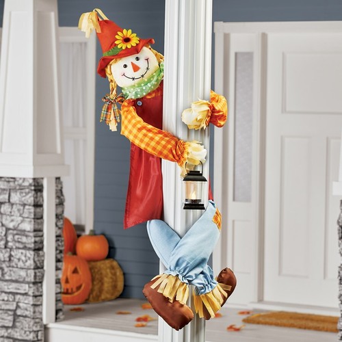 Fall Scarecrow Lighted Lantern Tree Porch Hugger Outdoor Yard Decor BOY or GIRL - Picture 11 of 12