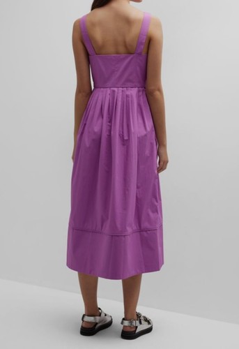 $695 CO Women's Purple Pleated Sleeveless A-Line Midi Dress Size XL - Picture 2 of 3