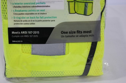 Safety Works Class 2 Reflective Tape Safety Work Vest High Visibility w/ Pockets - Picture 3 of 4