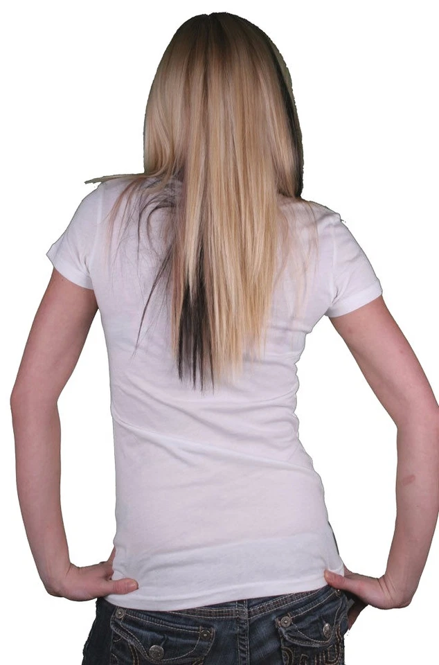 Iron Fist da Donna Bianco Here Arriva Trouble Stella Righe Moto Casco T-Shirt - Immagine 3 di 3