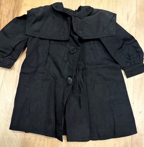 Victorian Antique Baby Child Doll Jacket Black Silk Large Collar READ - Picture 2 of 11
