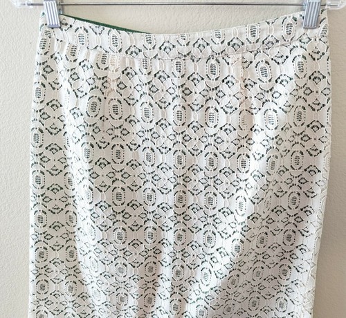 Anthropologie Edme & Esyllte Skirt Size 6 Off White Overlay Straight Knee Length - Picture 2 of 5
