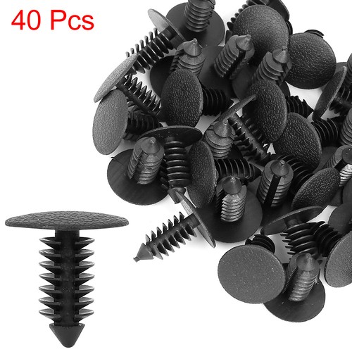 40pcs 9mm Plastic Rivets Fasteners Door Trim Panel Clips Black for Automotive
