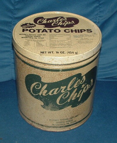 1989 "Charles Chips" Musser's Kartoffelchips 16 Unzen Leere Blechdose 9-1/2" Höhe - Bild 2 von 7