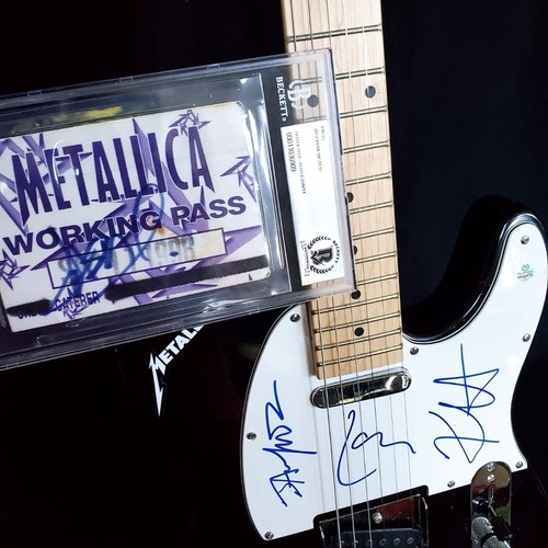 METALLICA SIGNED GUITAR FRAME TELECASTER HETFIELD ULRICH HAMMETT + PASS AS-02475 - Picture 2 of 17