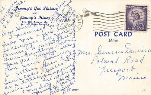 Auburn ME Jimmy's Gas Station & Diner Postcard - Picture 2 of 2