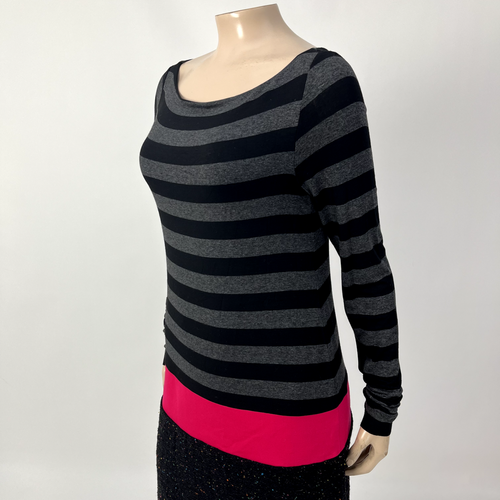 Vestido para mujer Bailey 44 talla pequeña a rayas tweed manga larga cuello redondo rayón CC7 - Imagen 4 de 8