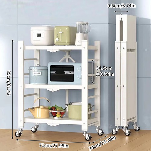 3 Tier/4 Tier/5 Tier Foldable Shelving Unit Heavy Duty Metal Shelves with Wheels - Picture 24 of 26