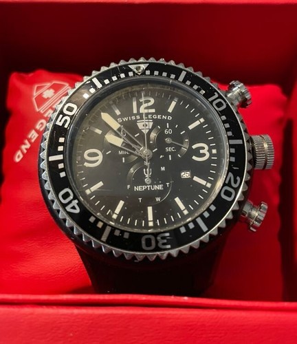Reloj Swiss Legend Neptuno Cuarzo Cronógrafo Negro