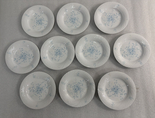 Total of 10 Vintage 1986 China Pearl "SARA" Serving Dishes Plates Light Blue