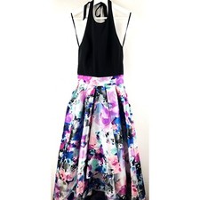 Ignite Evening Dress Floral High Low Formal Dress Neck Tie Size 4 Party Cocktail