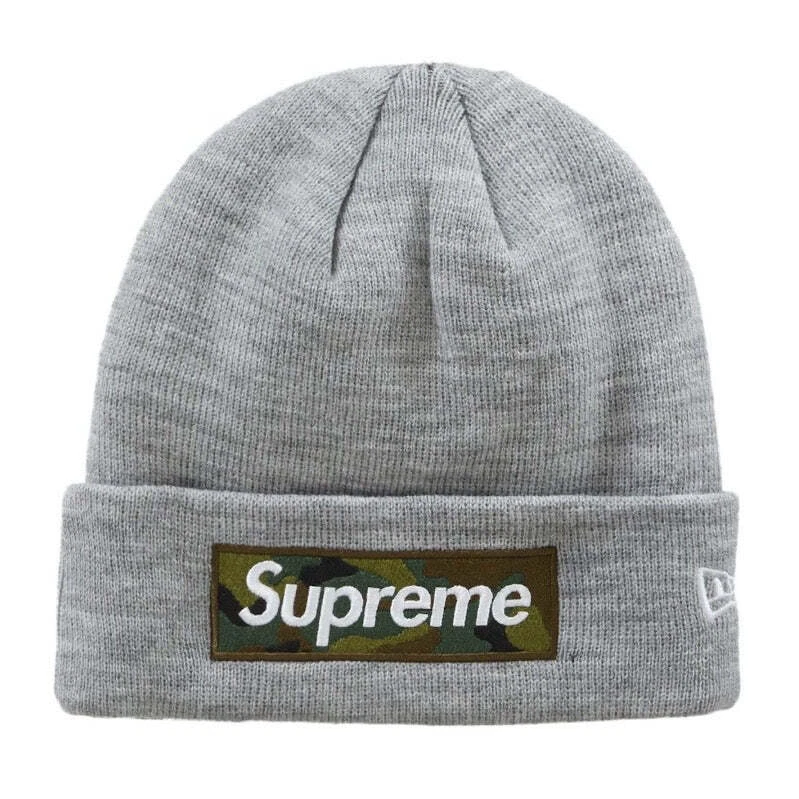 Bonnet Supreme New Era Box Logo (FW23) gris bruyère