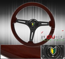 Universal Vip Vintage Dark Wood Deep Dish Steering Wheel Wakaba Logo Jdm