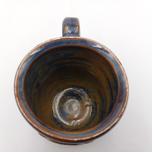 Art Studio Hand Crafted Stoneware Mug Wheel Thrown Blue/Brown Earth Tone Glaze - Picture 4 of 10