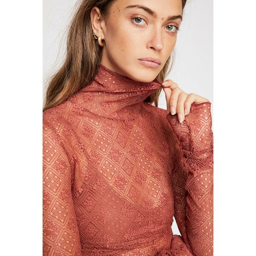 Free People Double Layer Tribeca Sweet Memories Lace Turtleneck Fitted Shirt XS - Picture 5 of 5
