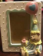 Vintage Fetco Birthday Teddy Bear picture Frame Hand Made 1991 Nursery Decor