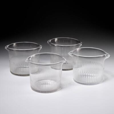 19th Century Georgian Clear Glass Wine Rinser Double Spout Beaker Cups 4pc Lot B
