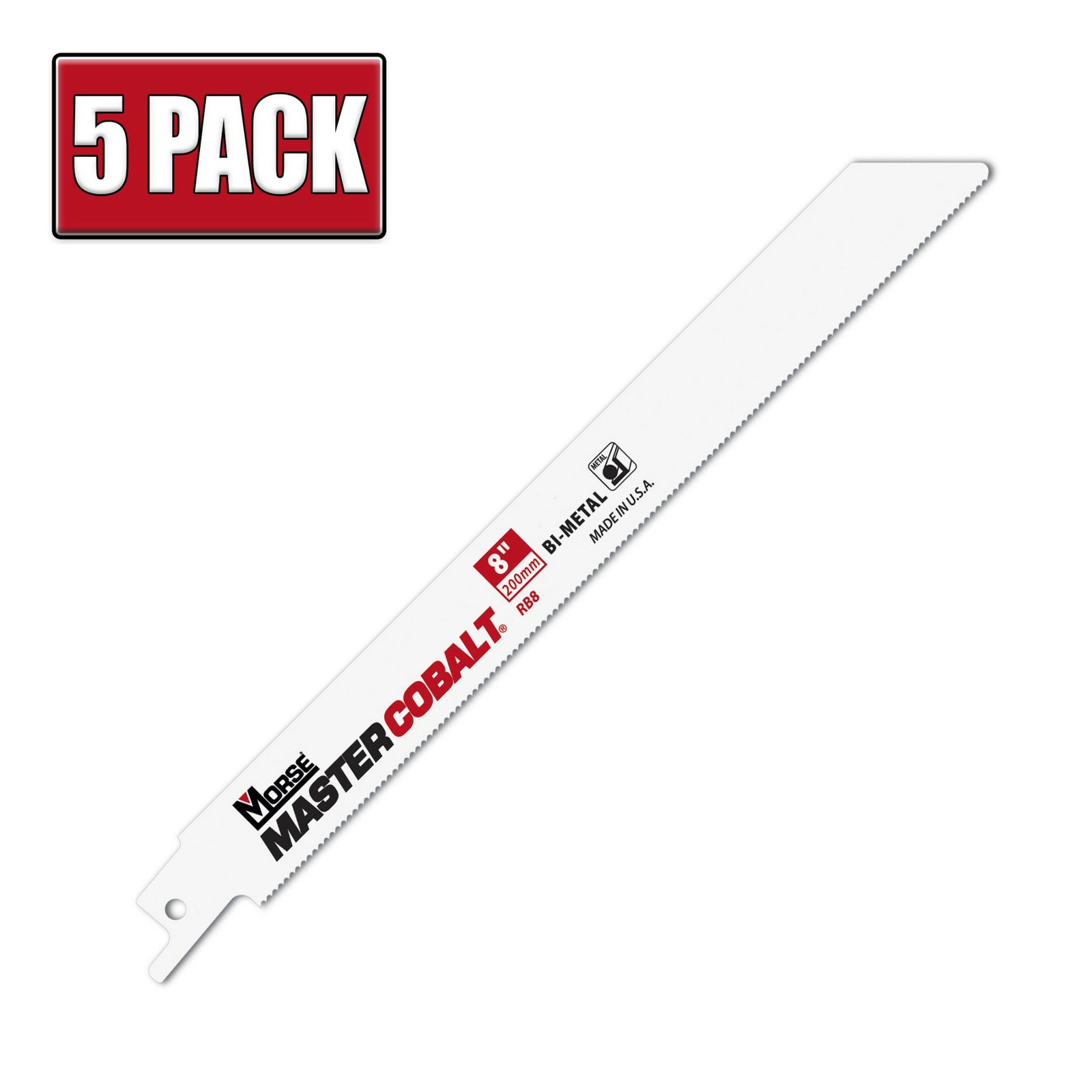 8" x .035" 14 TPI Morse Master Cobalt Bi-Metal Reciprocating Saw Blades - 5 Pack