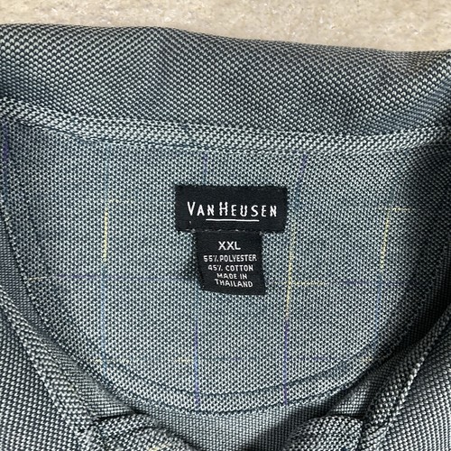 Van Heusen Poloshirt Herren Größe XXL blau grau eckiges Karomuster  - Bild 4 von 9