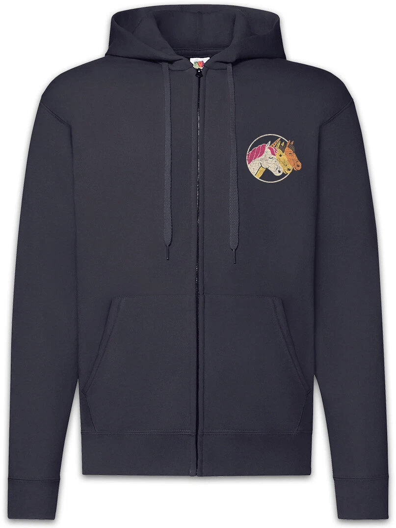 Unicorn & Horses Zipper Hoodie Rainbow Horse Fairies Princess Fairytale Riding