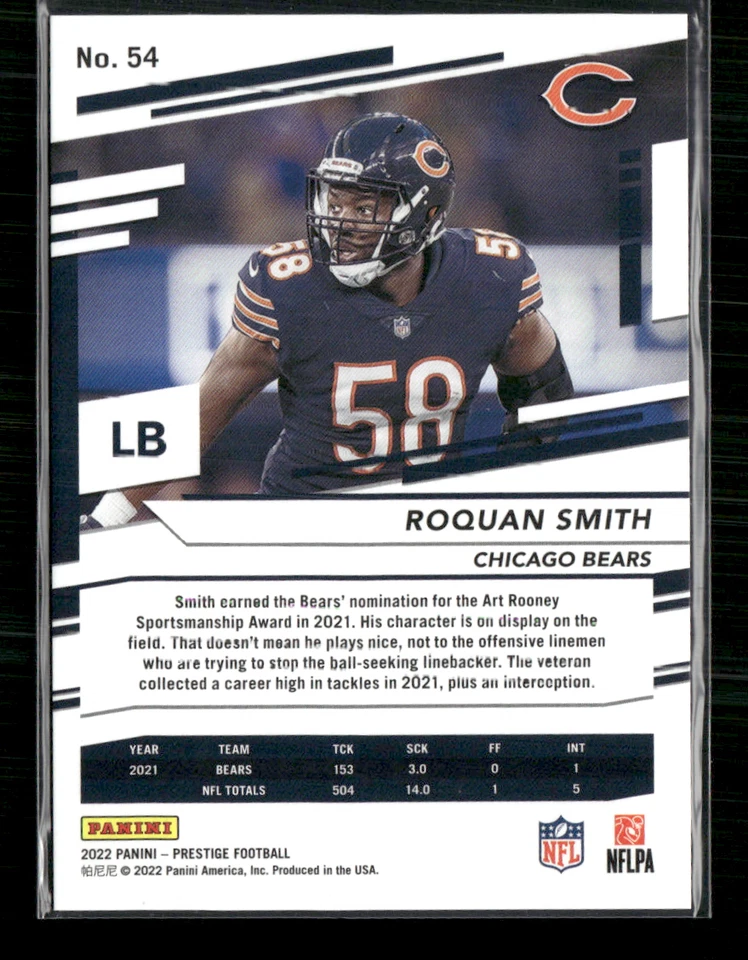 Roquan Smith 2022 Prestige Pink Xtra Points 11/50 #54 - Image 2 of 2