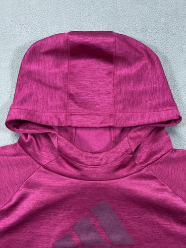 Adidas Girls XL 16 Hoodie Purple Sweatshirt Spell Out Logo Long Sleeve Teen - Picture 4 of 11