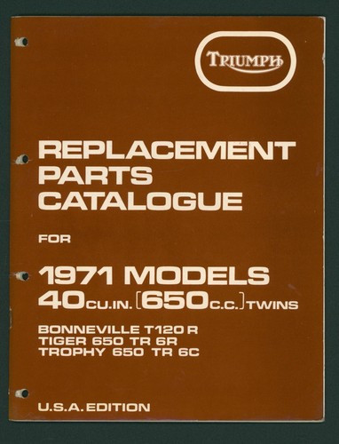 Triumph (1971) USA T120R TR6R TR6C Parts List Catalogue Book Manual Tiger FP12