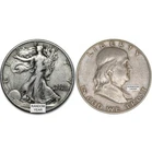 1x Walking Liberty & 1x Franklin Silver Half Dollar Random VG or Better - 2 Set