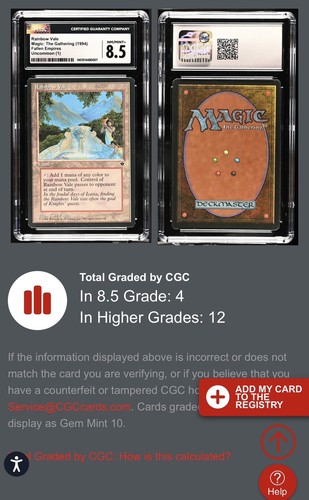 ***CGC 8.5 Rainbow Vale*** MTG Fallen Empires Reserve List Rare Low Population - Picture 11 of 11