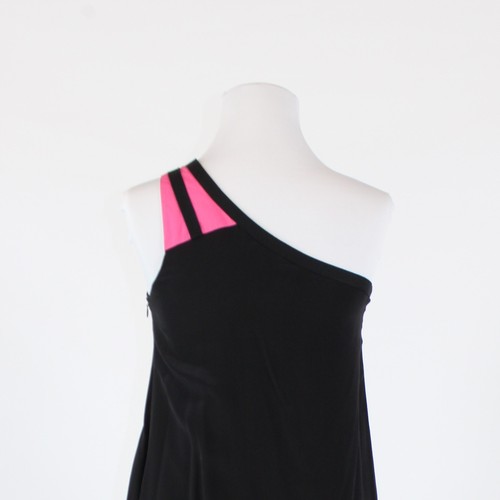 Black 100% silk ALEXANDER MCQUEEN one shoulder pink trim bubble dress S - Picture 8 of 8