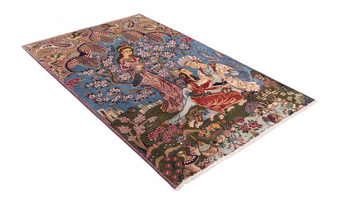 Kashmar Handgeknüpfter Perserteppich 202x118 cm-Fine,Orient,Carpet,rug,Blau - Picture 4 of 10