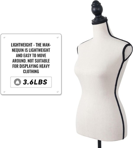 Mannequin Torso Dress Form Female Manikin Body with Adjustable Clothing Foam - Picture 6 of 6